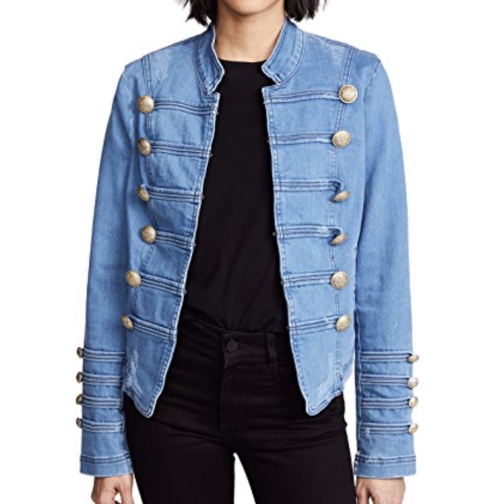 Free People Denim Military Jacket - Size Medium